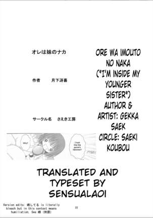 Ore wa Imouto no Naka ni | "I'm in my sister" Page #22