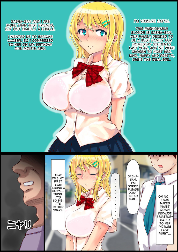 Blond Joshi Ryuugakusei Tanetsuke Press Namahame Taiken