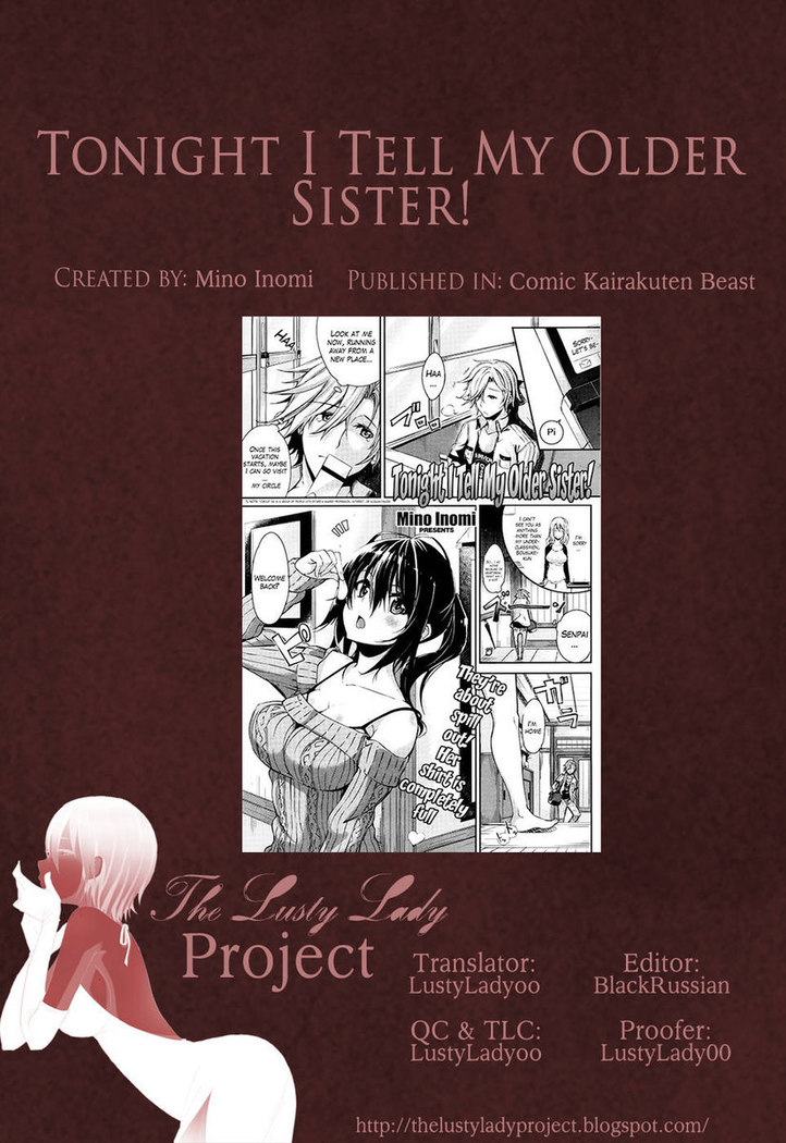 Tonight I Tell My Older Sister!