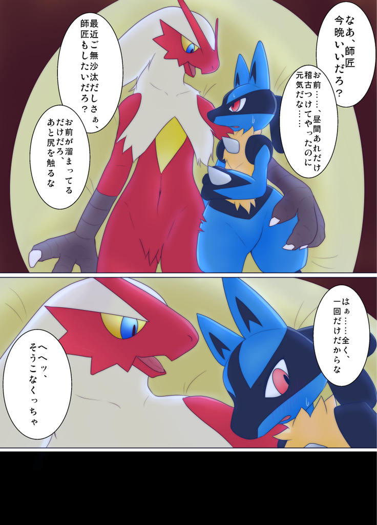 Blaziken  × Lucario  Erotic Comic