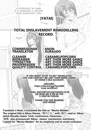 Kanzen Dorei Kaizou Kiroku  Kikou Otome | Total Enslavement Remodelling Record Mecha Maiden Page #22