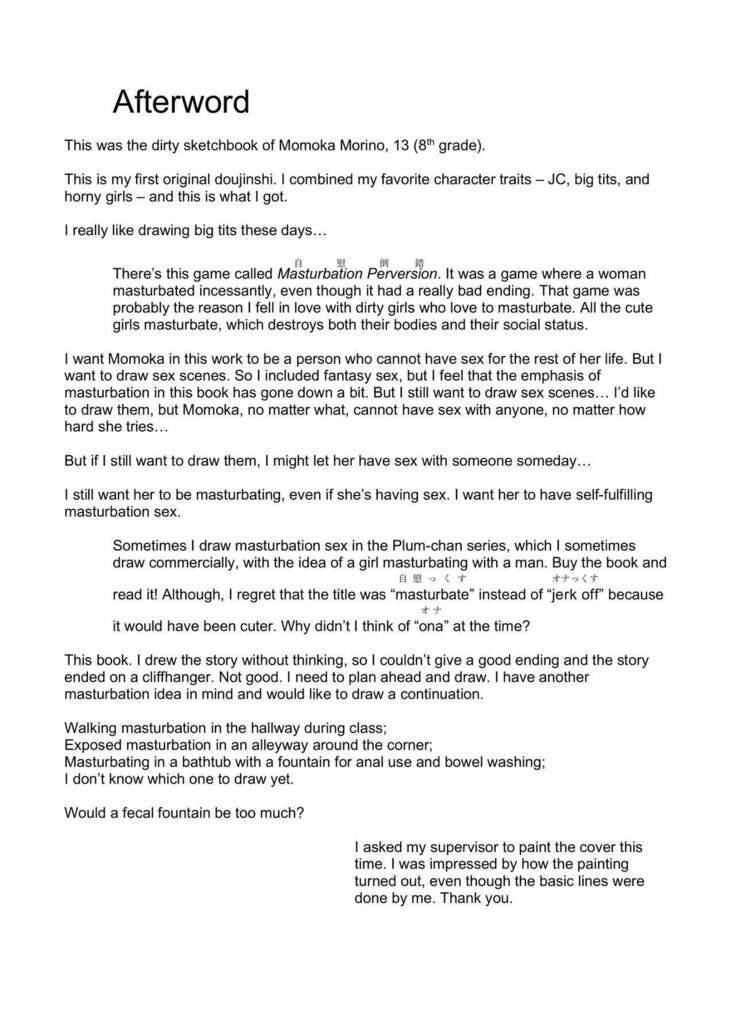 A Story About a Slutty, Big-Breasted JC Who Masturbates in School
