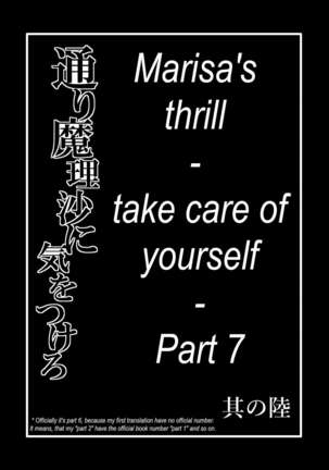 Marisa's thrill - Take care of yourself - 通り魔理沙にきをつけろ - Part 7 Page #2