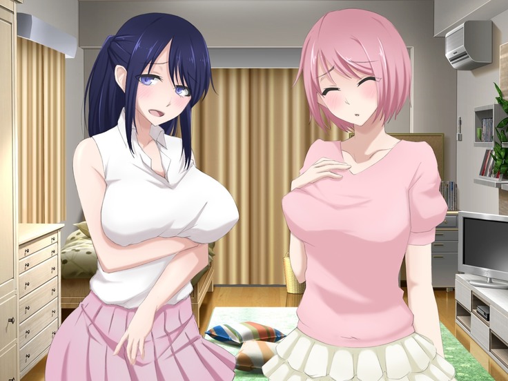 女子寮潜入ふたなり女体化してお風呂で百合3P