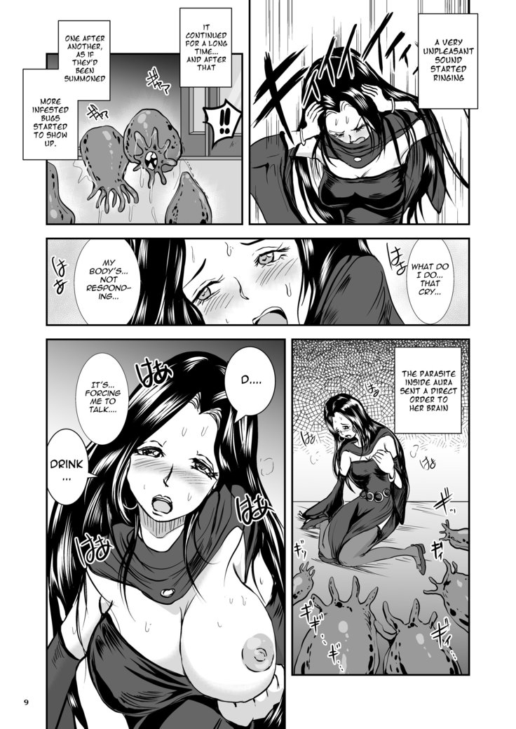Parasitized Giant Slugs V.S. Sorceress of the Black Hair as Aura
