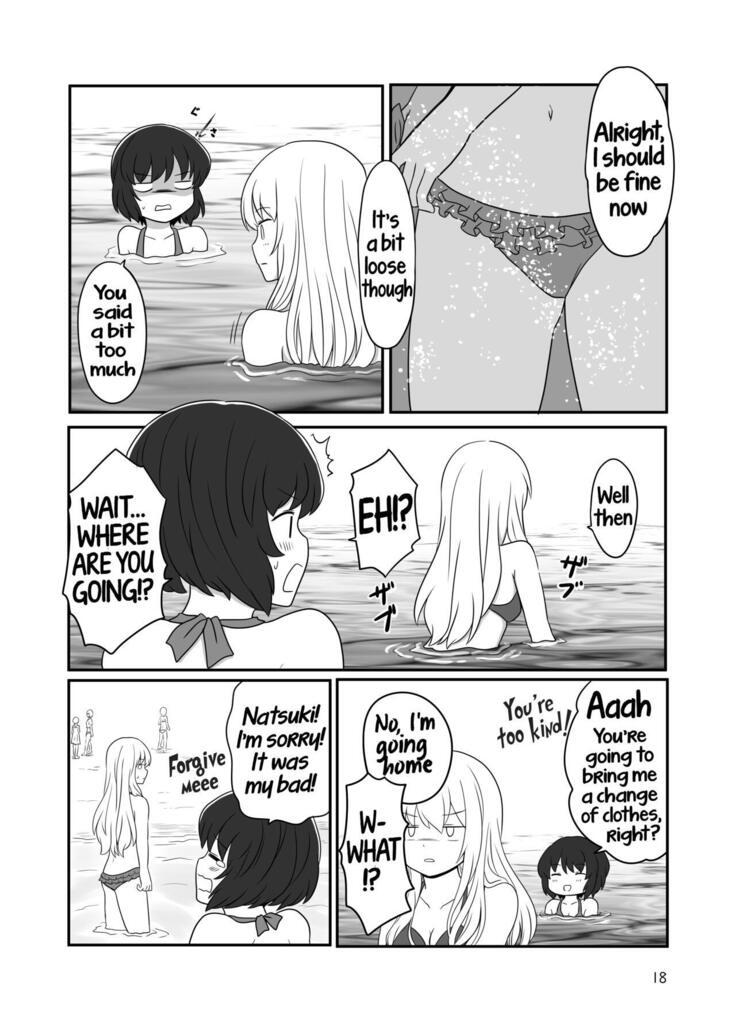 A yuri couple does exhibitionism at the beach