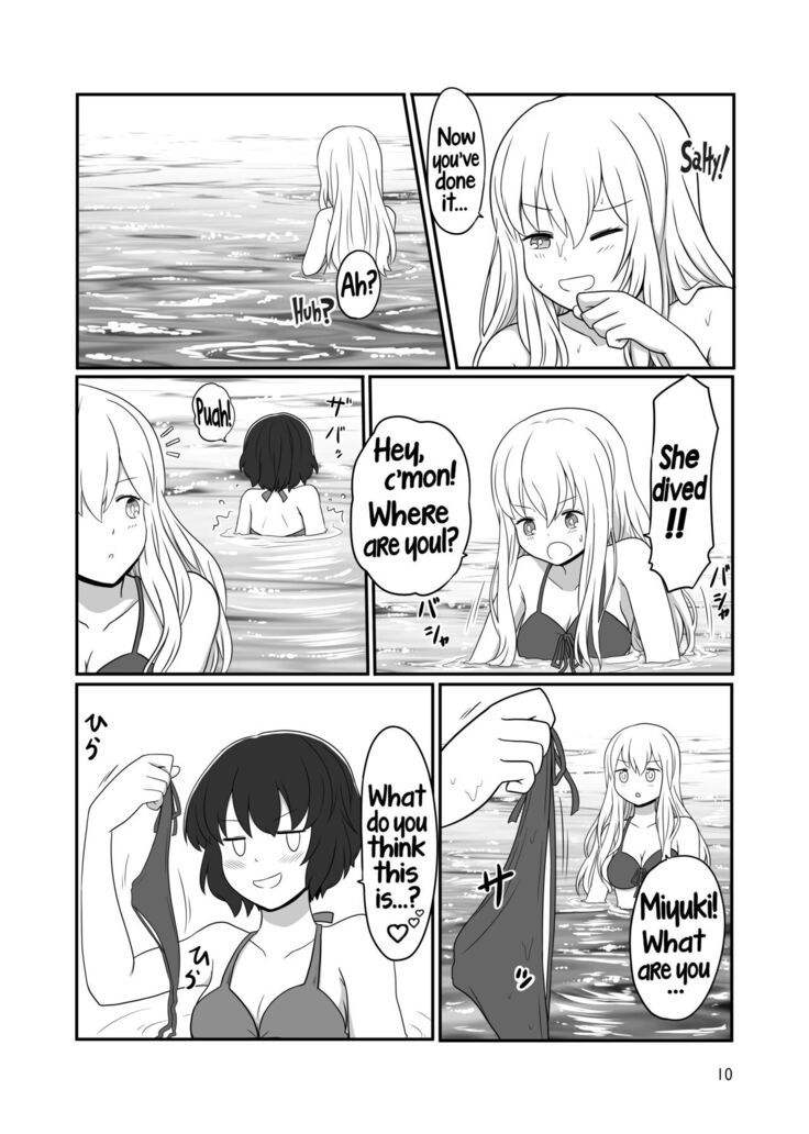 A yuri couple does exhibitionism at the beach
