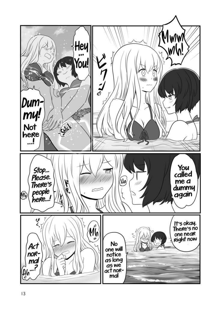 A yuri couple does exhibitionism at the beach
