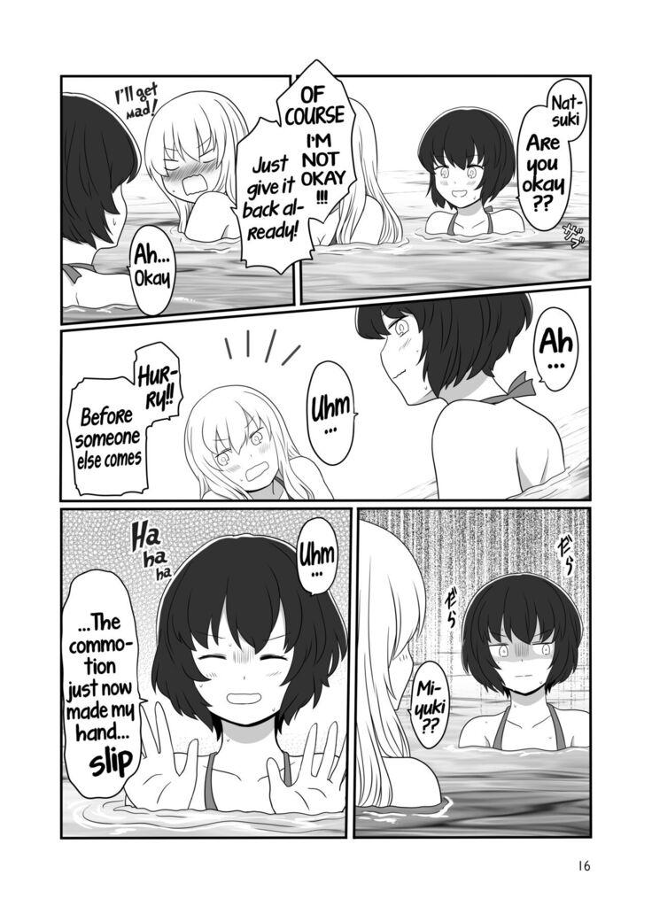 A yuri couple does exhibitionism at the beach