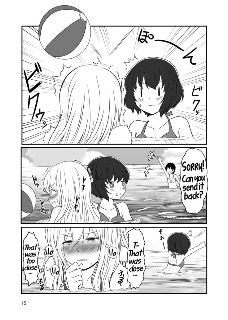 A yuri couple does exhibitionism at the beach