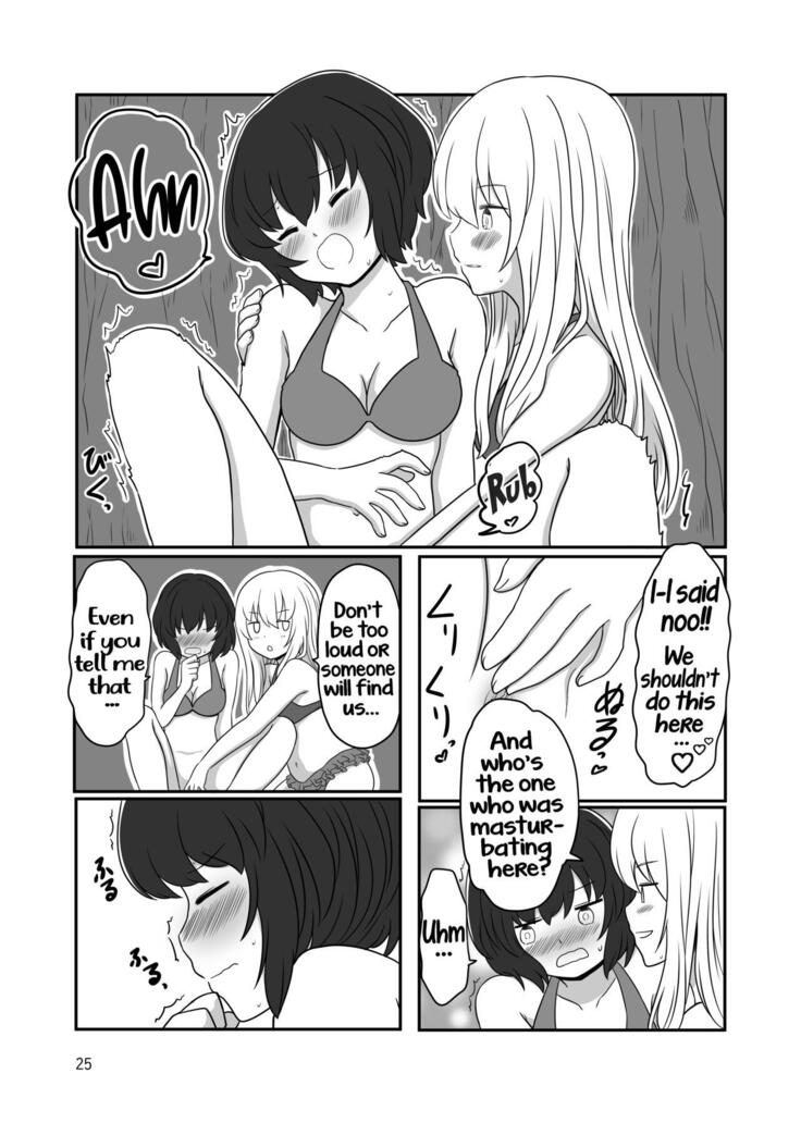 A yuri couple does exhibitionism at the beach