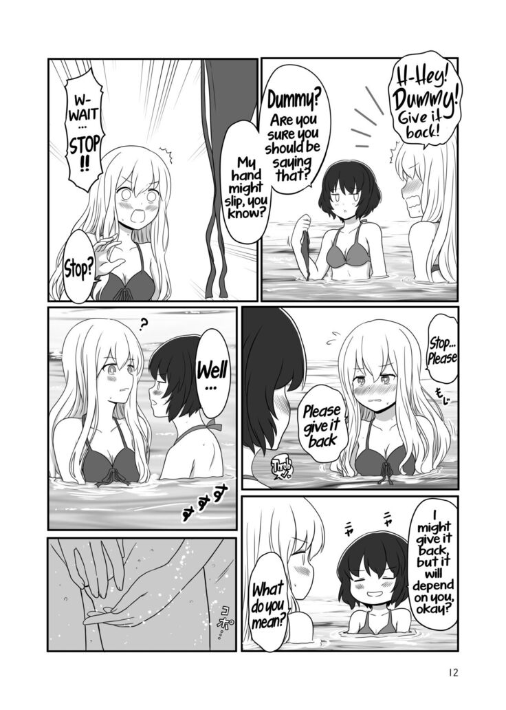 A yuri couple does exhibitionism at the beach