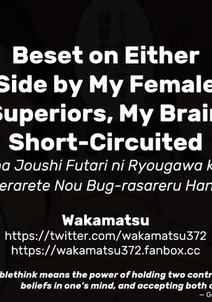 Onna Joushi Futari ni Ryougawa kara Semerarete Nou Bug-rasareru Hanashi | Beset on Either Side by My Female Superiors, My Brain Short-Circuited
