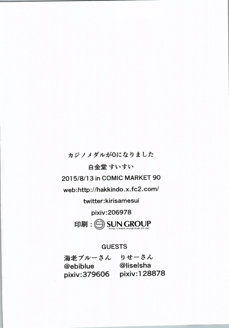 カジノメダルが0になりました