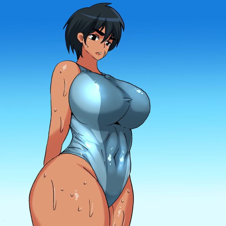 mb Bikini Mizugi o Kita Boyish Kasshoku Musume