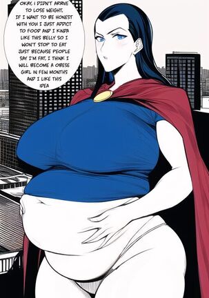 Expanding Heroine:Confronting the Virus Villain, Page 1 to 12, ,, Weight gain anime girl, bbw, ssbbw, stuffing belly, SuperHero who gain a lot of weights because of a food addiction. - Page 11