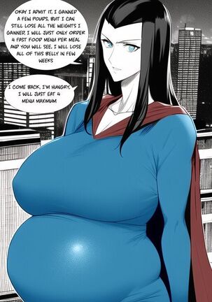 Expanding Heroine:Confronting the Virus Villain, Page 1 to 12, ,, Weight gain anime girl, bbw, ssbbw, stuffing belly, SuperHero who gain a lot of weights because of a food addiction. - Page 8