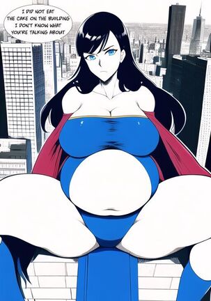 Expanding Heroine:Confronting the Virus Villain, Page 1 to 12, ,, Weight gain anime girl, bbw, ssbbw, stuffing belly, SuperHero who gain a lot of weights because of a food addiction.