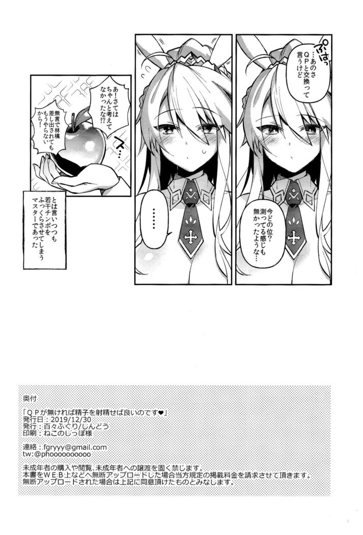 QP ga Nakereba Seishi o Shasei seba Yoi no desu