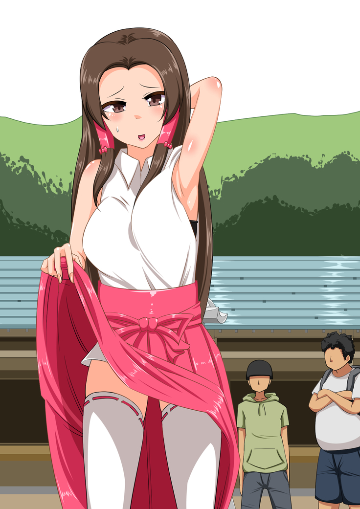 巫女さんが青姦羞恥プレイお構いなしに超淫乱になる媚薬香水を浴びせられる