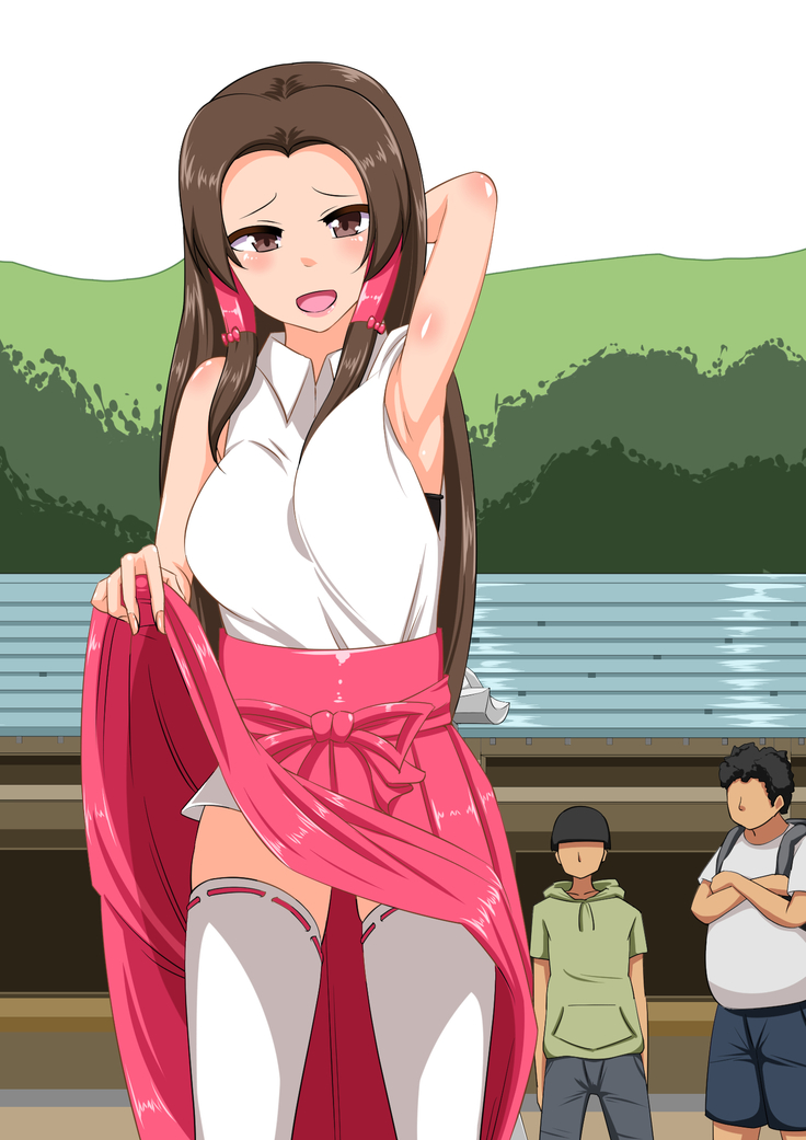 巫女さんが青姦羞恥プレイお構いなしに超淫乱になる媚薬香水を浴びせられる