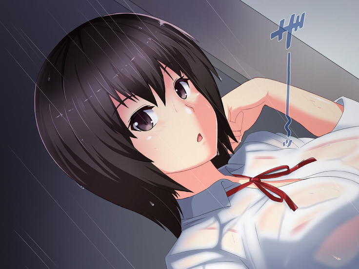 快楽雨天 ～巨乳後輩JKと濡れ透けSEX～