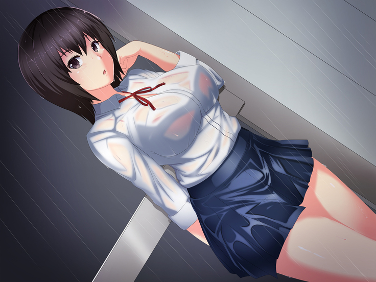 快楽雨天 ～巨乳後輩JKと濡れ透けSEX～