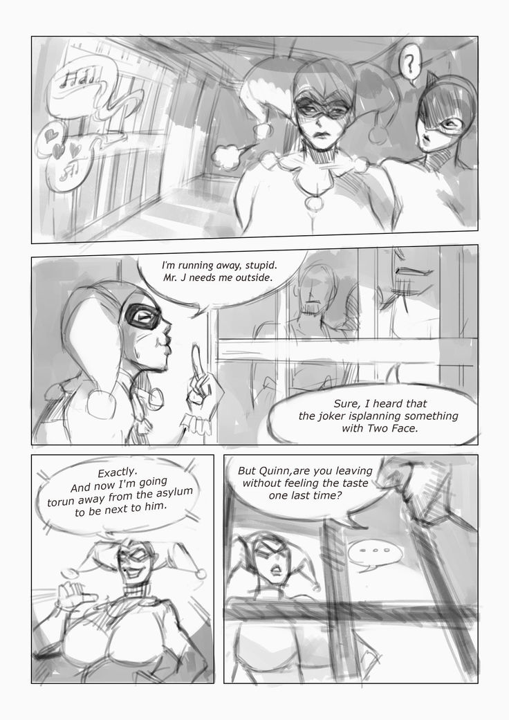 [NOVICE KING] Catwoman and Quinn doujin sketch (Batman) [English]