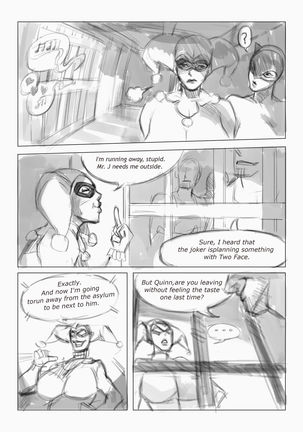 [NOVICE KING] Catwoman and Quinn doujin sketch (Batman) [English]