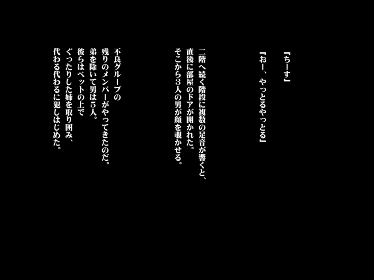 ある日、弟が覗き見たのは不良たちに昏睡レ〇プされる大好きだった姉の姿だった。