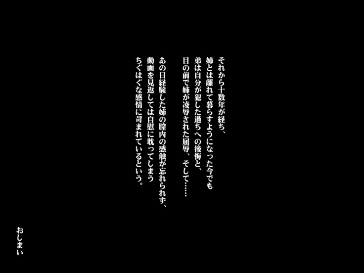 ある日、弟が覗き見たのは不良たちに昏睡レ〇プされる大好きだった姉の姿だった。