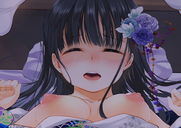 桜舞い散る樹の下で和服少女と種付けセックス