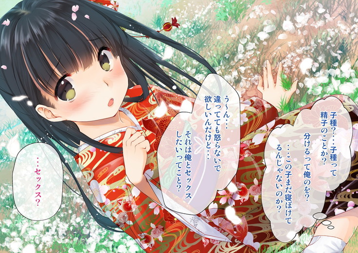 桜舞い散る樹の下で和服少女と種付けセックス