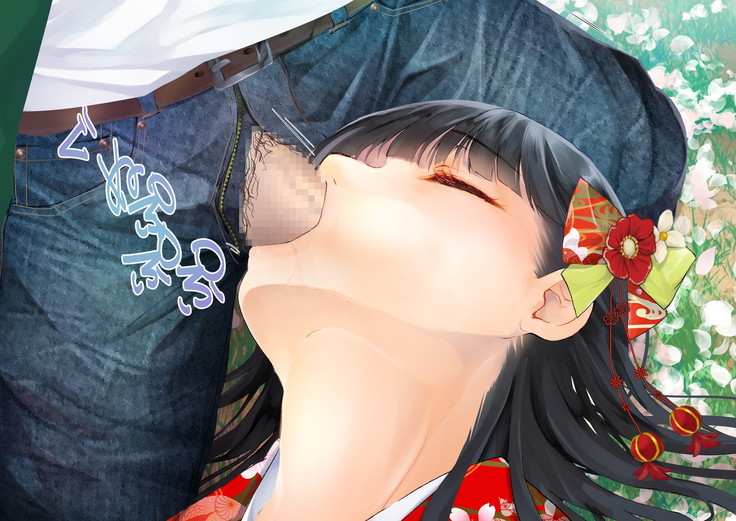 桜舞い散る樹の下で和服少女と種付けセックス