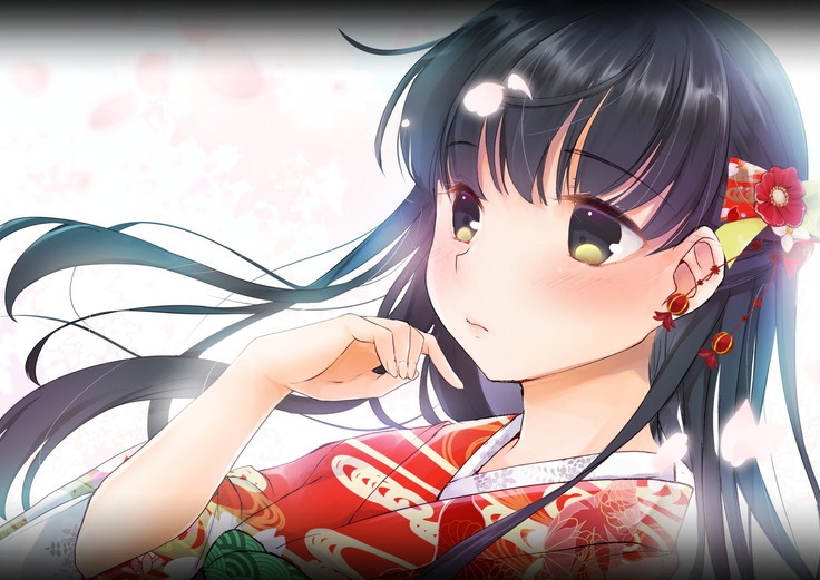 桜舞い散る樹の下で和服少女と種付けセックス