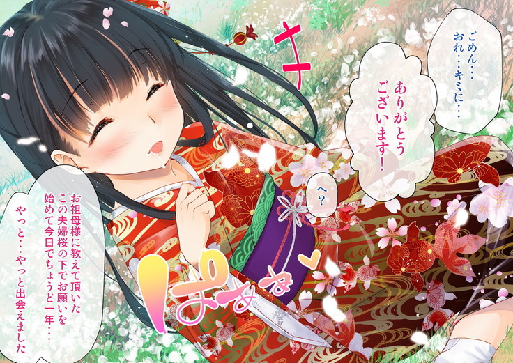 桜舞い散る樹の下で和服少女と種付けセックス
