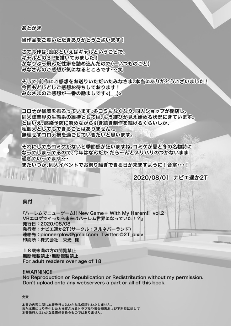 ハーレムでNEWGAME＋！！vol.2 ～VRエロゲでイったら未来はハーレム世界になっていた！？～