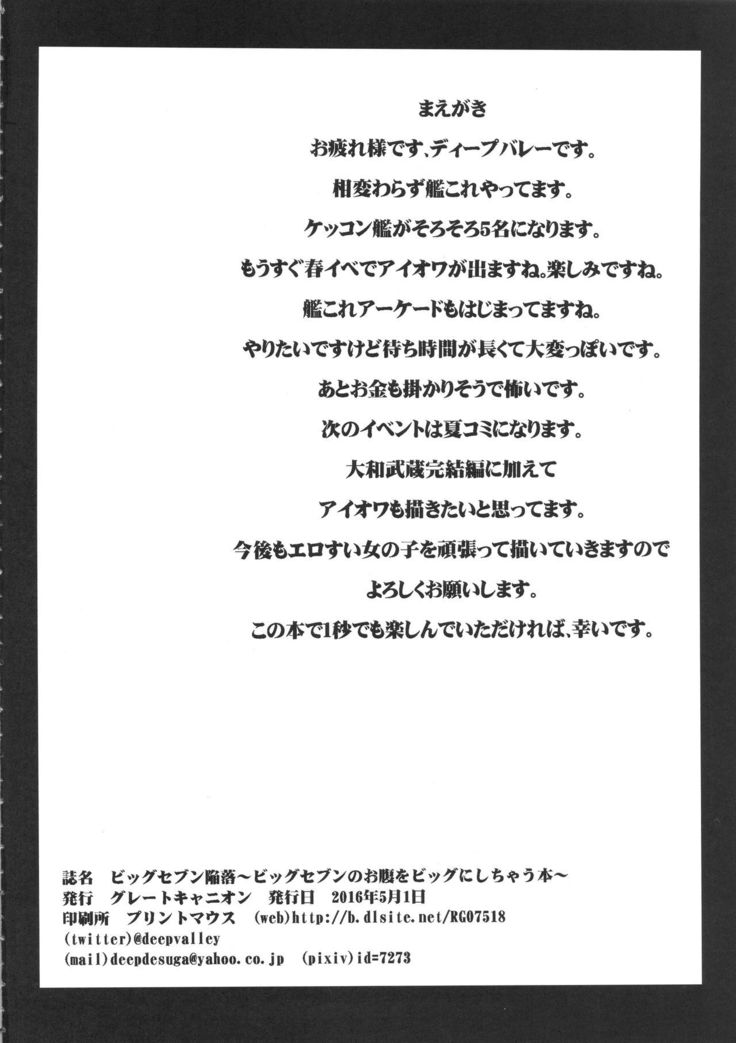 Big Seven Seishoku Sakusen ~ Yoso no Chinjufu no Nagato to Mutsu ni Sennou Tanshoutou Shousha! Sukihoudai Pakotte Onaka o Big ni Shichau Hon~