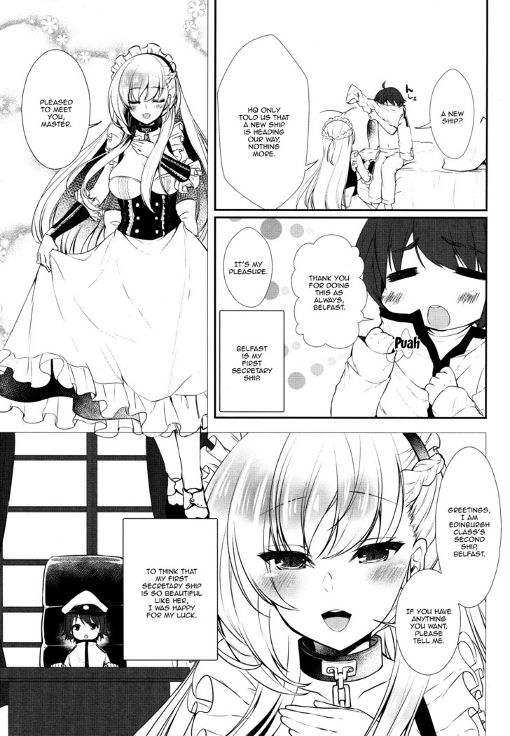 Belfast desu, Goshujin-sama. | My name's Belfast, Master.