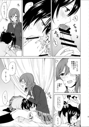 (C89) [Tatakai no Kiseki (Senyuu, Marimuu)] Nico-chan to Haeteru Maki-chan ga Ecchi na Koto Suru dake no Hon (Love Live!) - Page 9