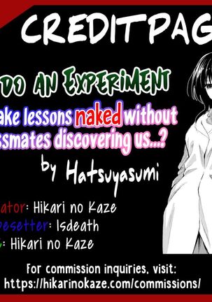 Jikken o Shiyou. Classmate ni Barenai-you ni Hadaka de Jugyou o Ukeru!? | Let's do an experiment. Can we take lessons naked without our classmates discovering us...? - Page 49