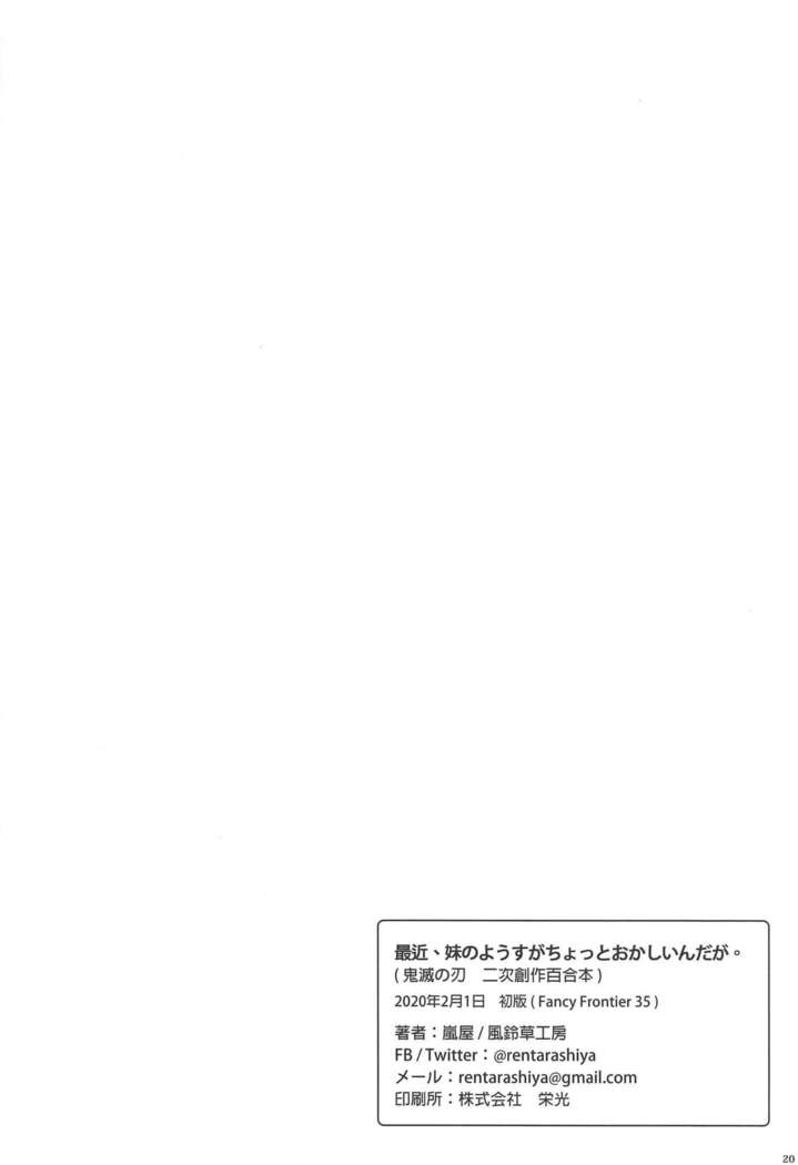 Saikin, Imouto no Yousu ga Chotto Okashiin daga.