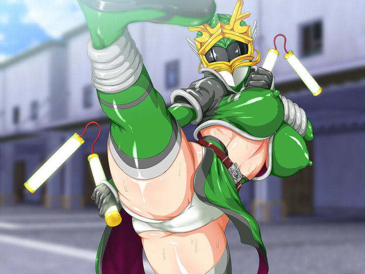 Kyonyuu Sentai Sangyarukan ～Green Hentai Mask Jikken Hen～