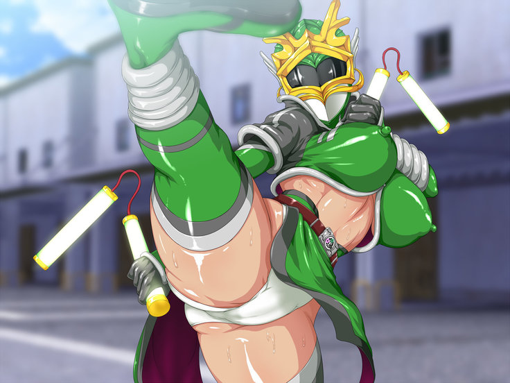 Kyonyuu Sentai Sangyarukan ～Green Hentai Mask Jikken Hen～