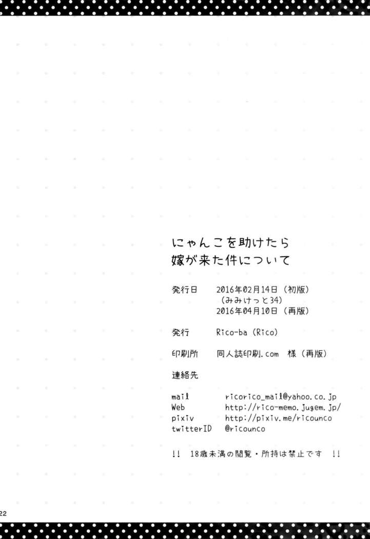 Nyanko o Tasuketara Yome ga Kita Ken ni Tsuite