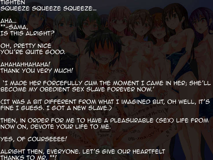 Yaritai Houdai Saimin Seikatsu ~Saimin de Onnanoko wo Ayatsutte, Hentai Koui wo Kyousei shitari H shitari no Nuki makuri Seikatsu~