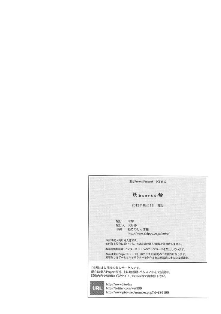 (C82) [Kougeki (Ootsuki Wataru)] Tetsu (mono no tsuita kubi) wa (Touhou Project) [English] [MrBubbles]
